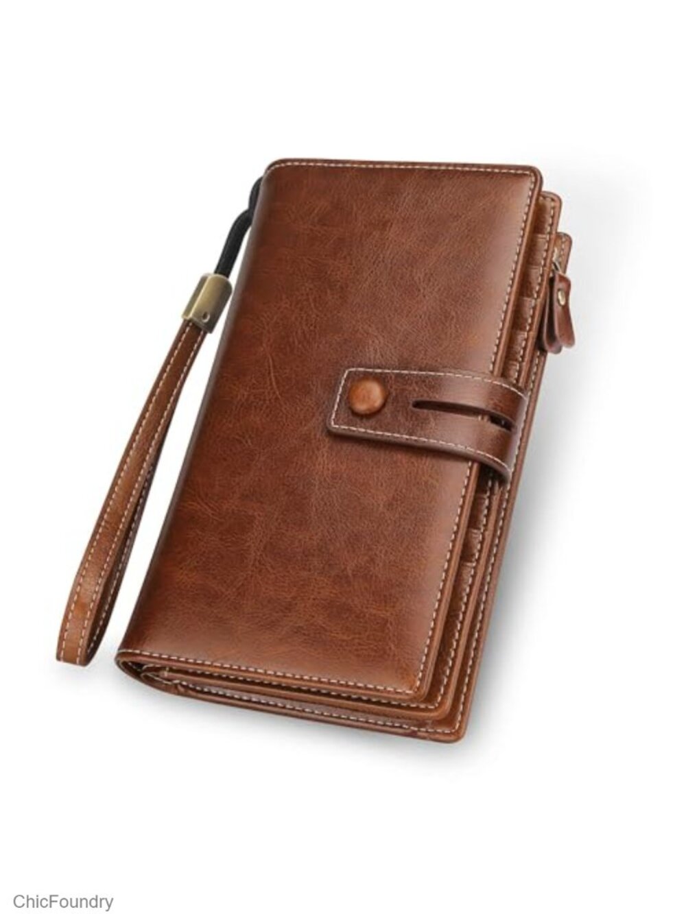 Genuine Leather RFID Blocking Zip Around Wallet Wristlet Large Clutch